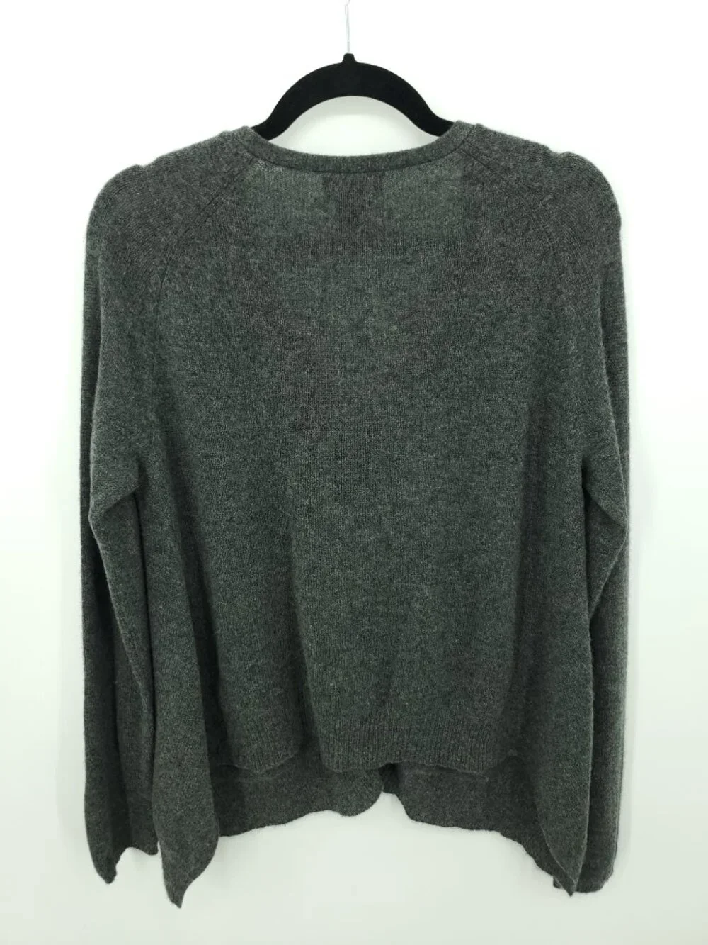 Sutton Studio Dark Gray 100% Cashmere V-Neck Cardigan Sweater Size L